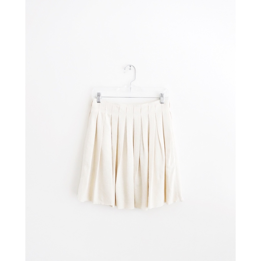 Chris Benz Ivory Ecru Raw Silk Pleated Skirt sz 6
